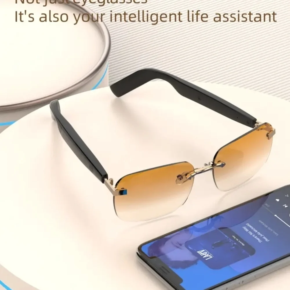 Smart Audio Glasses with Black and Gold Frame